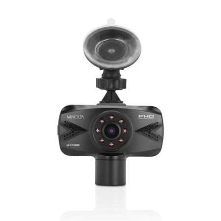 Minolta MNCD355X 2-Channel Full HD 2.7" IR LCD Screen Front and Interior Dash Camera, Black