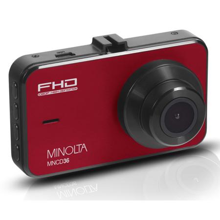 Minolta MNCD36 1080p HD Dash Cam with 3" LCD Screen & 16GB Memory Card, Red