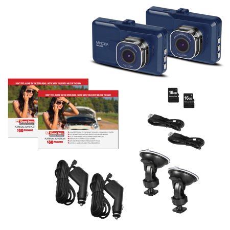 Minolta MNCD37 Full HD 3" LCD Screen Dash Cam, Blue, 2-Pack