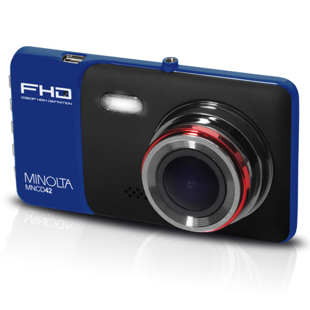 Minolta MNCD42 Full HD 4" LCD Screen Dash Camera, Blue