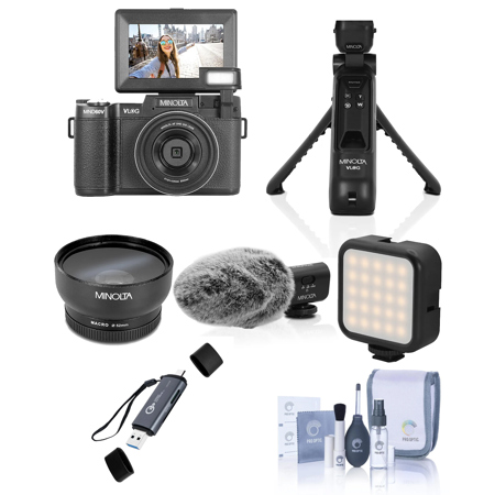 Minolta MND60V 64MP 4K60FPS Ultra HD Auto Focus Vlogging & Content Creator's Camera Kit, Bundle with USB 3.0 Card Reader, Cleaning Kit