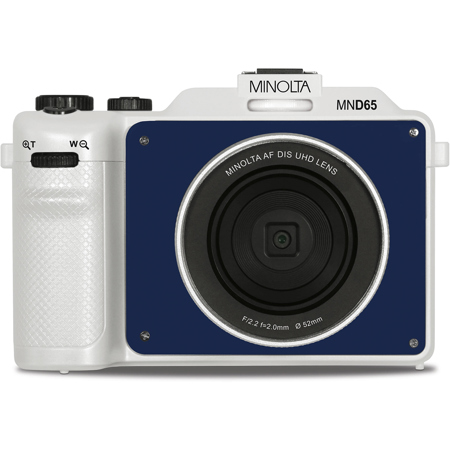 Minolta MND65 56MP 4K Ultra HD Wi-Fi Selfie Shot Digital Camera White with Blue Faceplate