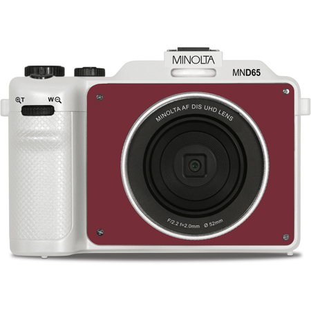 Minolta MND65 56MP 4K Ultra HD Wi-Fi Selfie Shot Digital Camera White with Red Faceplate