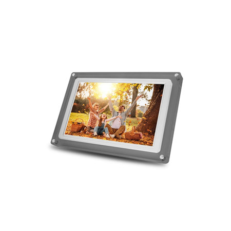 Minolta MNDPF101CLR 10.1" IPS HD Touchscreen Smart Photo Frame with Frameo App, White/Smoke