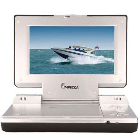 Impecca DVP-720 Portable DVD Player with 7" 16:9 TFT LCD Screen, Built in Speakers, USB Port, Silver & Black