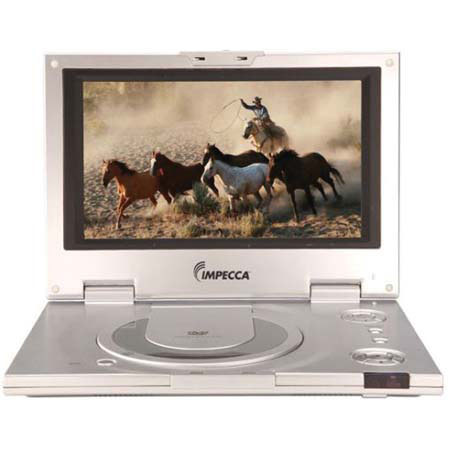 Impecca DVP-910 Portable DVD Player with 9" 16:9 TFT LCD Screen, Built in Speakers, USB Port, Silver