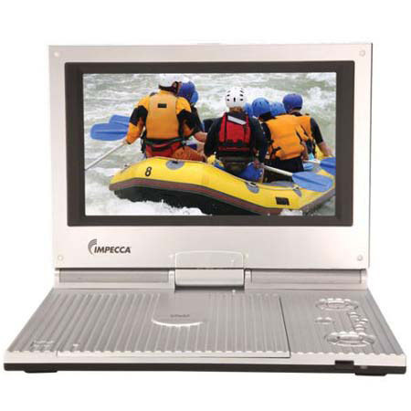 Impecca DVP-925 Portable DVD Player with 9" 16:9 Swiveling TFT LCD Screen, Built in Speakers, USB Port, Silver & Black