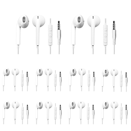 iMicro SP-IMT11 Wired In-Ear Earphones, White, 10 Pack