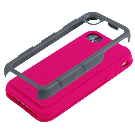 Incipio DESTROYER Hybrid Case & Holster for iPhone 4 & 4S, Cool Gray/Magenta