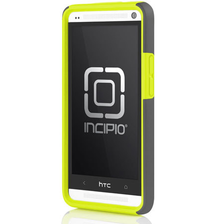 Incipio DualPro Hybrid Case for HTC One, Charcoal Gray/Neon Yellow