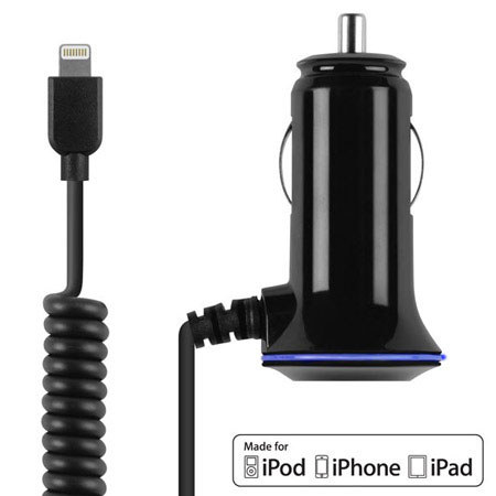 Incipio Dual Auto 3.4A Car Charger with Lightning Cable & Single USB Port, Black
