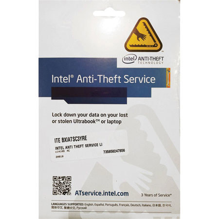 Intel Anti-Theft Service Activation Code Card, 3 Years