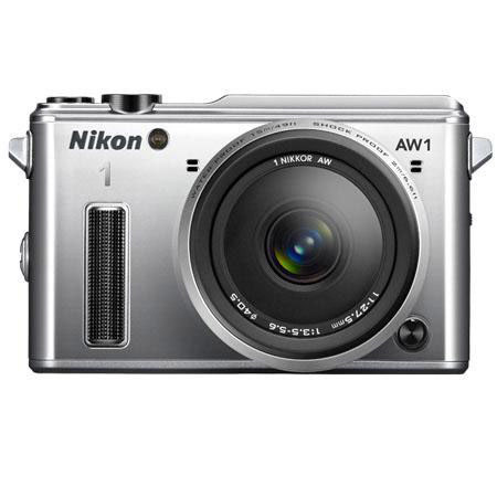 Nikon 1 AW1 Mirrorless with 11-27.5mm AW Lens and Free Accessories, Silver