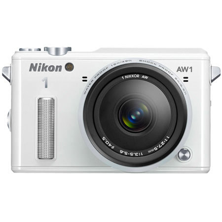 Nikon 1 AW1 Mirrorless with 11-27.5mm AWLens and Free Accessories, White