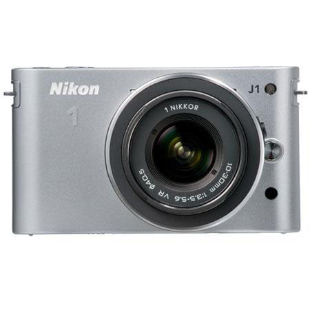 Nikon 1 J1 Mirrorless Camera w/10-30mm VR Zoom, w/10mm White BUNDLE w/32GB & Bag