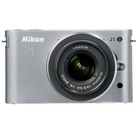 Nikon 1 J1 Camera w/1 10-30mm VR Zoom Lens,Slvr,Bundle w/1 NIKKOR 30-110mm White