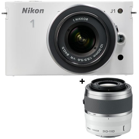 Nikon J1 Digital Camera w/Nikon 10-30mm VR & 30-110mm, White