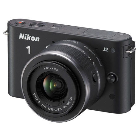 Nikon 1 J2 Camera w/10-30mm (2.7x) Lens,Black - Bundle w/1 NIKKOR 30-110mm White