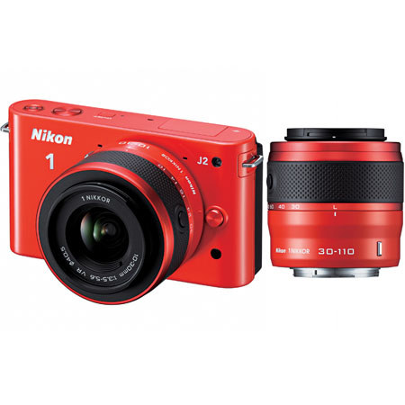 Nikon J2 Digital Camera w/Nikon 10-30mm VR & 30-110mm, Orange