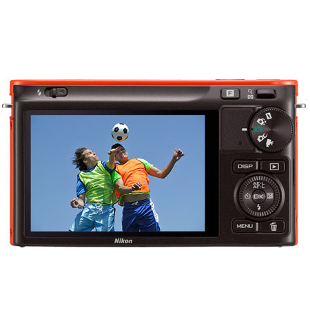 Nikon 1 J2 Mirrorless Camera with 10-30mm (2.7x) Lens, Orange