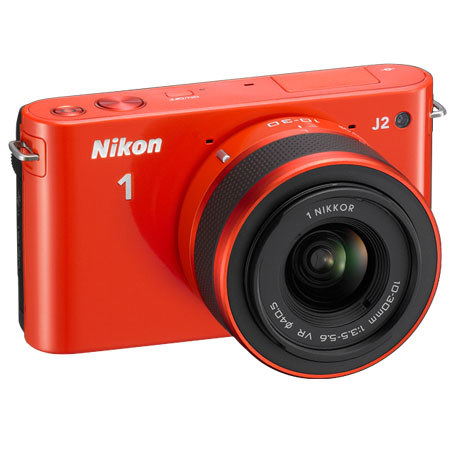 Nikon 1 J2 Mirrorless Camera with 10-30mm (2.7x) Lens, Orange