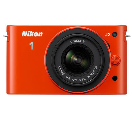 Nikon 1 J2 Mirrorless Camera with 10-30mm (2.7x) Lens, Orange
