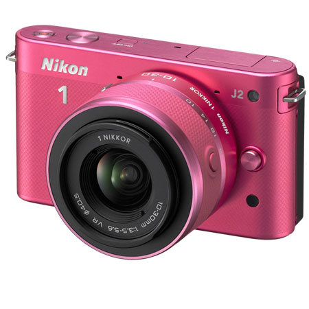 Nikon 1 J2 Camera w/10-30mm Lens, Pink, Bundle w/10-100mm White Lens & MORE