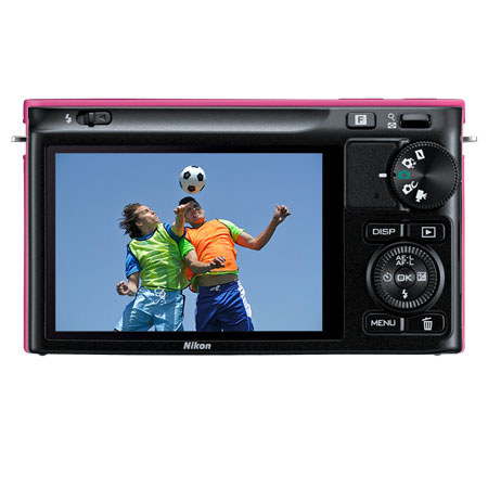 Nikon 1 J2 Mirrorless Camera with 10-30mm (2.7x) Lens, Pink