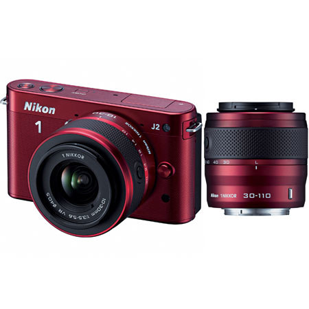 Nikon J2 Digital Camera w/Nikon 10-30mm VR & 30-110mm, Red