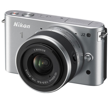 Nikon 1 J2 Mirrorless Camera with 10-30mm (2.7x) Lens, Silver