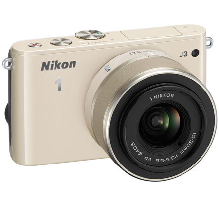 Nikon 1 J3 Mirrorless Digital Camera with 10-30mm VR Lens, Beige