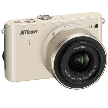 Nikon 1 J3 Camera with 10-30mm VR Lens, Beige, Bundle w/10mm Black Lens & MORE