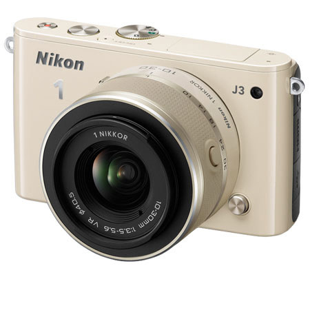 Nikon 1 J3 Mirrorless Digital Camera with 10-30mm VR Lens, Beige