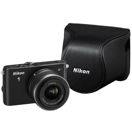 Nikon 1 J3 Camera with 10-30mm VR Lens, Black, Bundle with Nikon Body Case Set