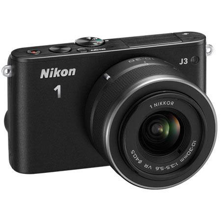 Nikon 1 J3 Camera with 10-30mm VR Lens, Black, Bundle w/10mm Black Lens & More