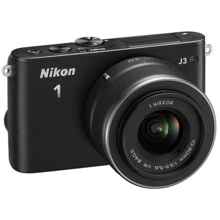 Nikon 1 J3 Camera w/10-30mm Lens, Black, Bundle w/10-100mm White Lens & MORE