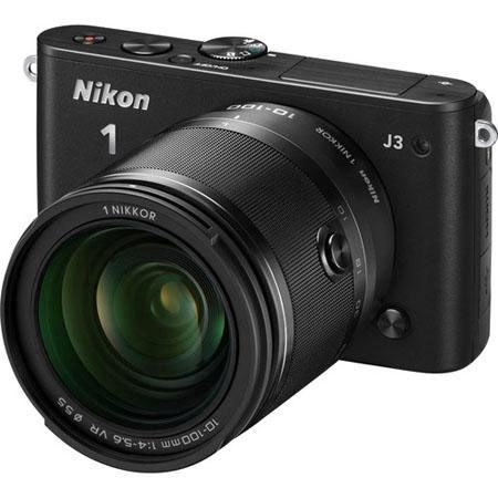 Nikon 1 J3 Camera w/10-100mm Lens, Black, Bundle w/30-110mm Black Lens & MORE
