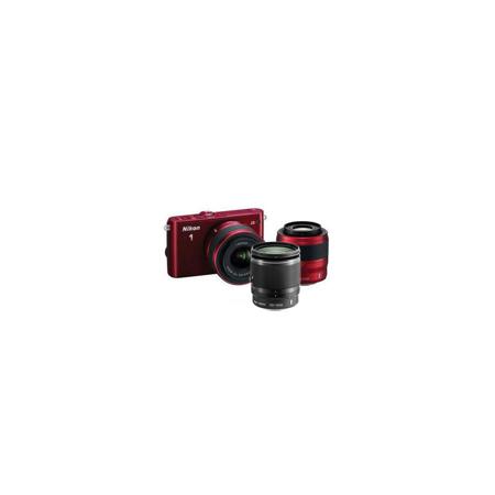 Nikon 1 J3 Camera w/10-30 & 30-110, Red, Bundle w/10-100mm Black & MORE