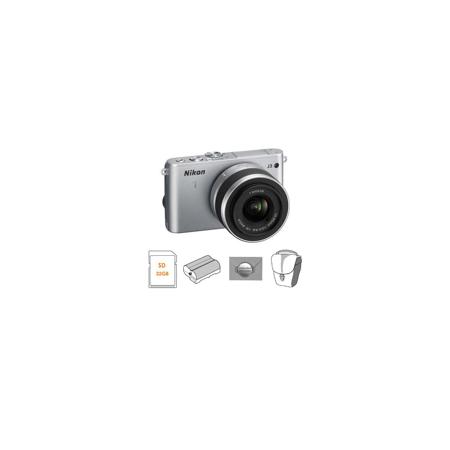 Nikon 1 J3 Mirrorless Digital Camera with 10-30mm VR Lens, Silver, w/Accessories