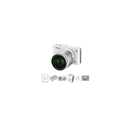 Nikon 1 J3 Camera with 10-100mm Lens, White, Bundle with Accessories