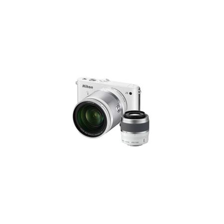 Nikon 1 J3 Camera w/10-100mm Lens, White, Bundle w/30-110mm White Lens & MORE