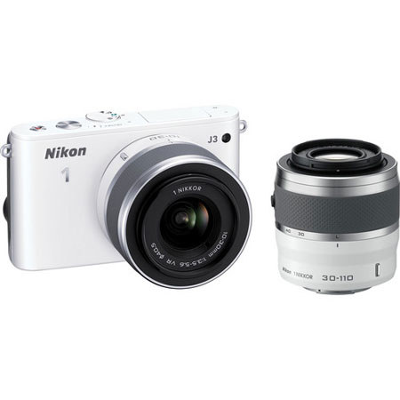 Nikon 1 J3 Mirrorless Digital Camera with 10-30mm & 30-110mm Lenses, White