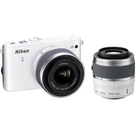 Nikon 1 J3 Camera w/10-30mm & 30-110mm White, Bundle w/10mm Black Lens & MORE
