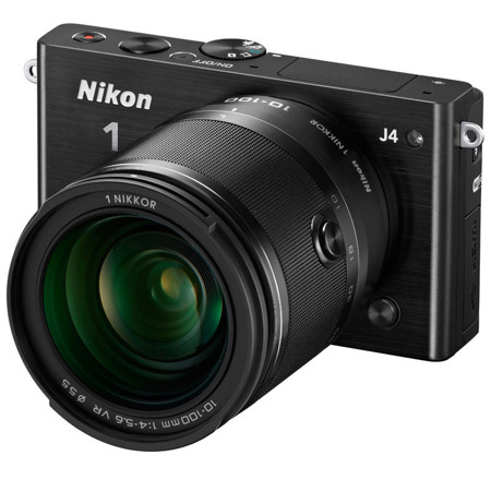 Nikon 1 J4 Mirrorless Digital Camera with 10-100mm VR Lens- Black