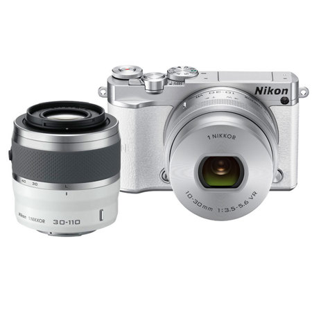 Nikon 1 J5 Mirrorless Camera w/10-30mm &30-110mm Lens and Premium Bundle, White