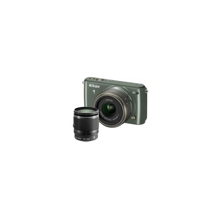 Nikon 1 S1 Camera w/11-27.5mm Lens, Khaki, Bundle w/10-100mm Black Lens & MORE