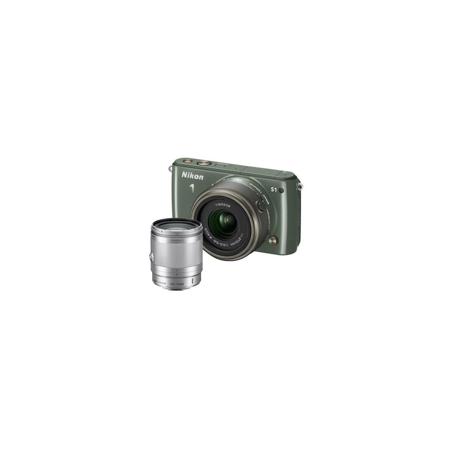 Nikon 1 S1 Camera w/11-27.5mm Lens, Khaki, Bundle w/10-100mm Silver Lens & MORE