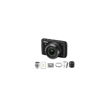 Nikon 1 S1 Camera w/11-27.5mm Lens, Black, Bundle w/10-100mm White Lens & MORE