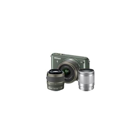 Nikon 1 S1 Camera w/11-27.5mm & 30-110mm, Khaki, Bundle w/10-100mm Silver & MORE