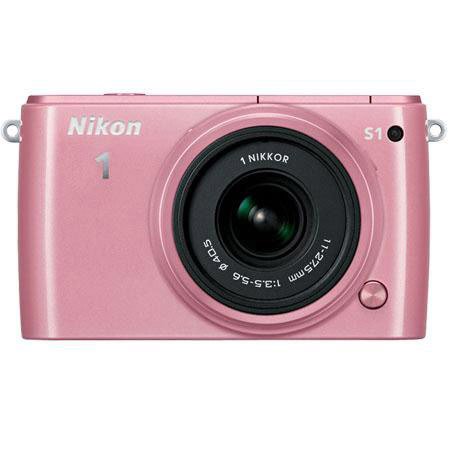 Nikon 1 S1 Camera with 11-27.5mm/30-110mm Lenses, Pink, Bundle